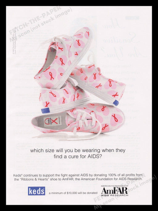 Keds 1990s Print Advertisement Ad 1996 Shoes Breast Cancer Awareness Fetch the Paper!