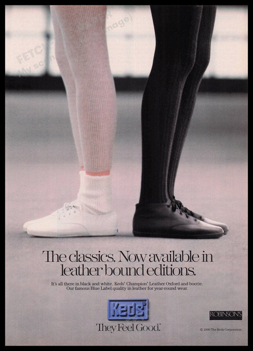 Keds Shoes 1990s Print Advertisement Ad 1990 Leather Bound Classics Fetch the Paper!