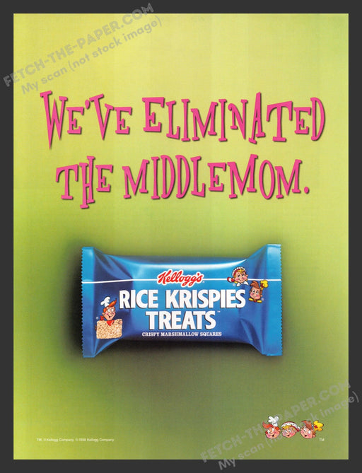 1998 Print Advertisement Kellogg's Rice Krispies Treats Food Treat Middlemom Ad.