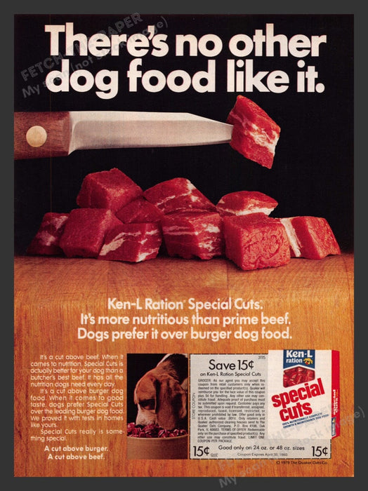 1979 Ken-L Ration Special Cuts Dog Food Beagle Print Advertisement Ad