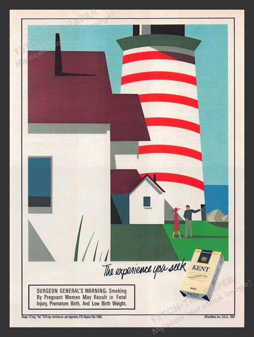 1987 Kent Cigarettes Modern Art Lighthouse Print Advertisement Ad
