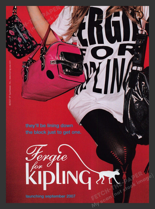 Kipling 2000s Print Advertisement Ad 2007 Fergie Clothing Style Fetch the Paper!
