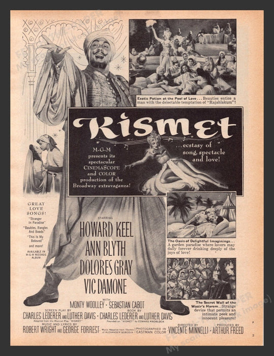 1956 Kismet Movie Release Print Advertisement Ad