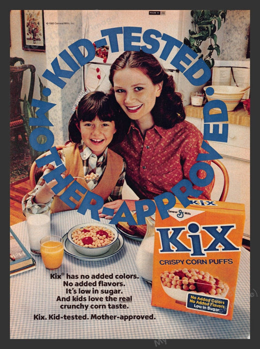 1981 Kix Cereal by General Mills Mom & Daughter Print Advertisement Ad