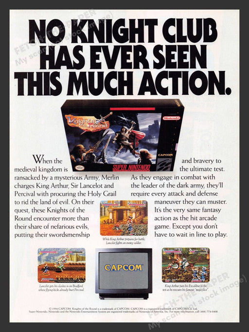 1994 Knights of the Round Video Game Print Advertisement