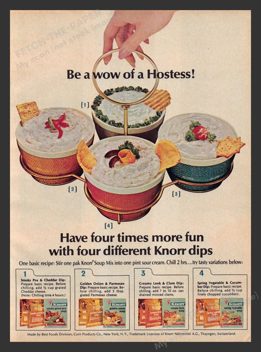 1964 Knorr Soup Mix Dip Recipes Print Advertisement Ad