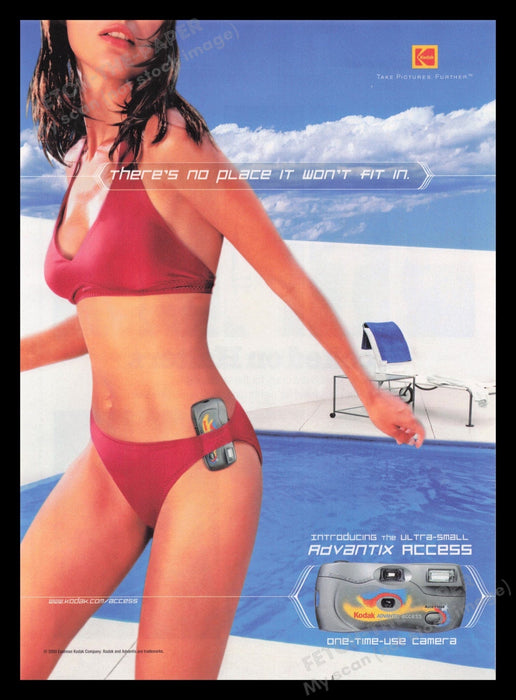 Kodak 2000s Print Advertisement Ad 2000 Advantix Access Girl Bikini Fetch the Paper!