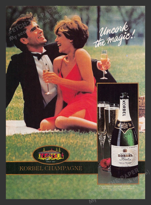 1984 Korbel Champagne Couple Picnic Print Advertisement Ad