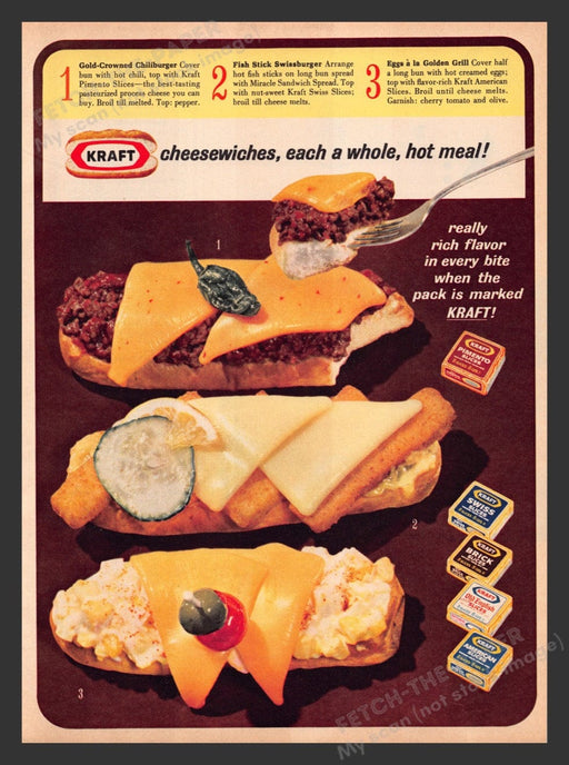 1964 Kraft Cheesewiches Recipes Print Advertisement Ad