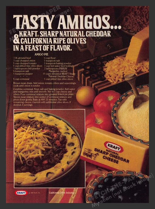 1981 Kraft Cheese "Amigo Pie" Recipe Print Advertisement Ad
