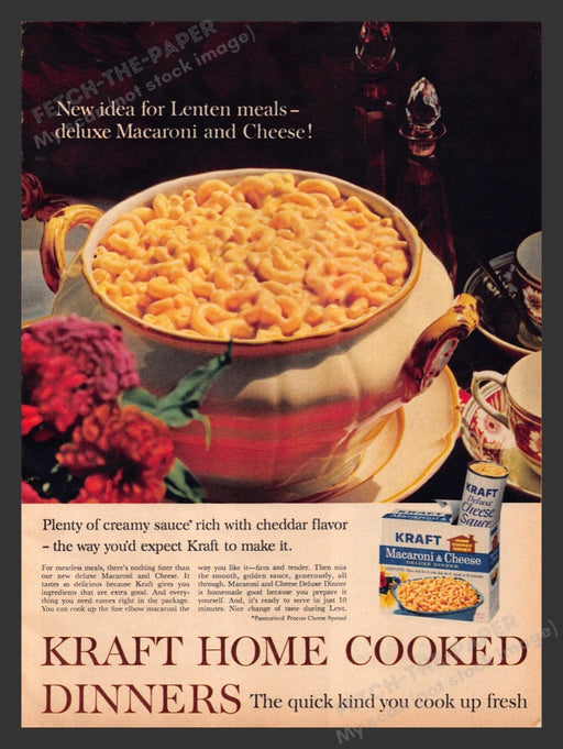 1963 Kraft Macaroni & Cheese Deluxe Dinner Print Advertisement Ad