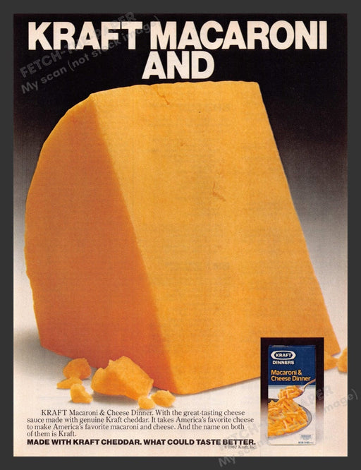 1982 Kraft Macaroni & Cheese Dinner Wedge Print Advertisement Ad