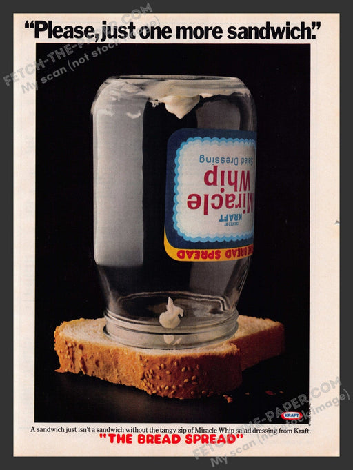 1983 Print Advertisement Kraft Miracle Whip "The Bread Spread" Food Ad.