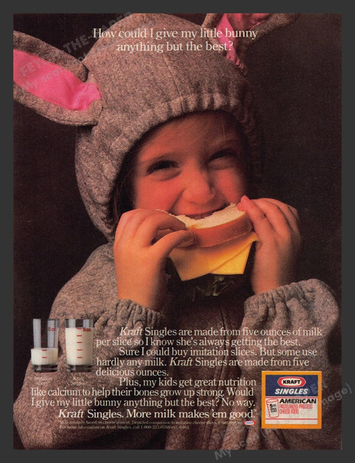 1986 Kraft Singles Cheese Kid in Mouse Costume Print Advertisement Ad