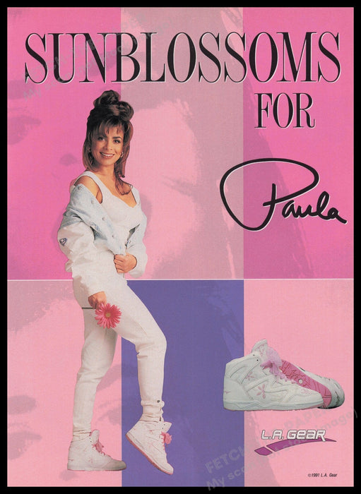 L.A. Gear Shoes 1990s Print Advertisement Ad 1991 Paula Abdul Sunblossoms Fetch the Paper!