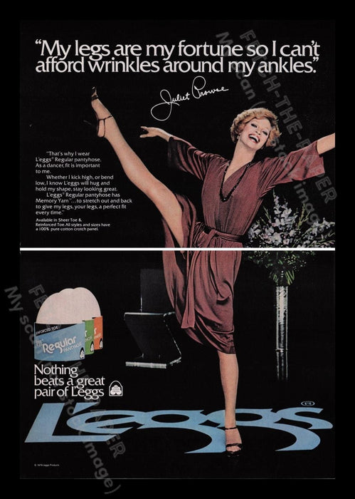 L'eggs Hosiery 1970s Print Advertisement Ad (2 pages) 1979 Juliet Prowse Fetch the Paper!