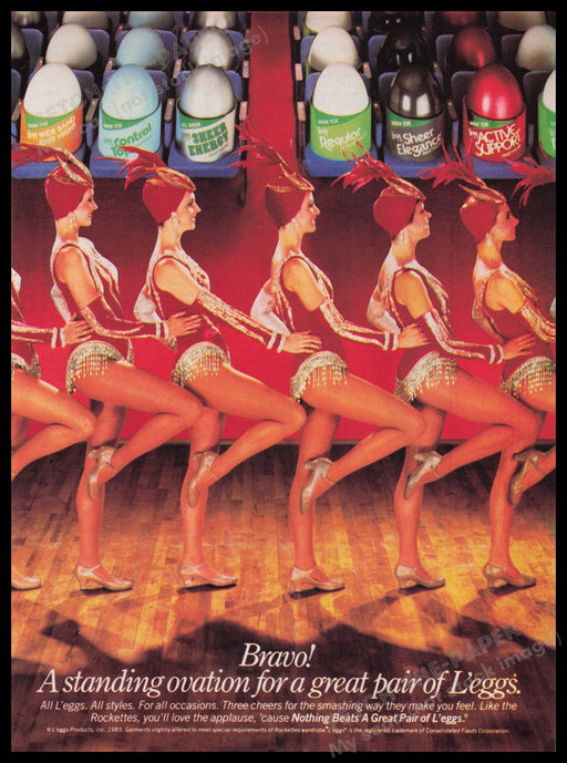 L'eggs Hosiery 1980s Print Advertisement Ad 1985 The Rockettes Fetch the Paper!