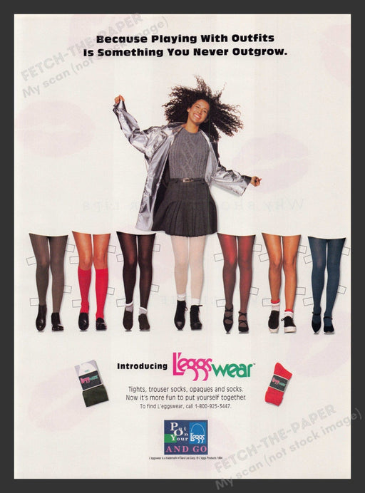 L'eggs Wear Tights Socks Many Legs 1990s Print Advertisement Ad 1994 Fetch the Paper!