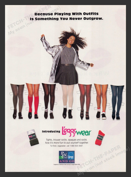 L'eggs Wear Tights Socks Many Legs 1990s Print Advertisement Ad 1994 Fetch the Paper!