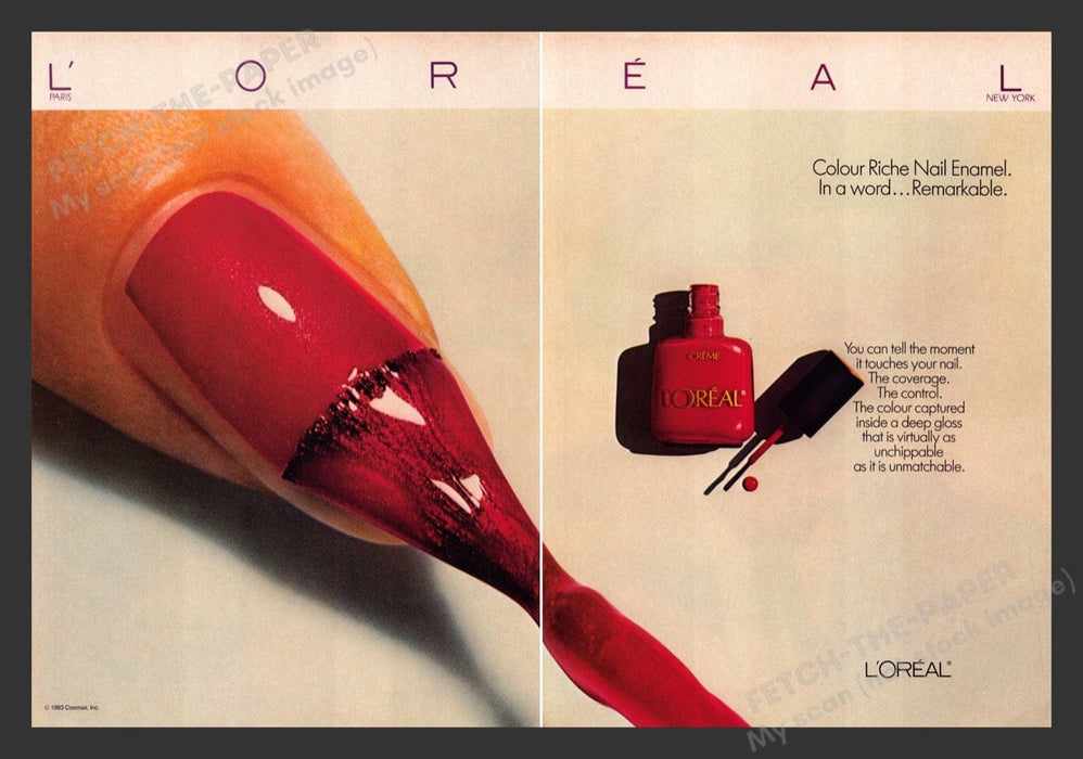 1984 L'Oreal Colour Riche Nail Enamel Print Advertisement (2 Pages)
