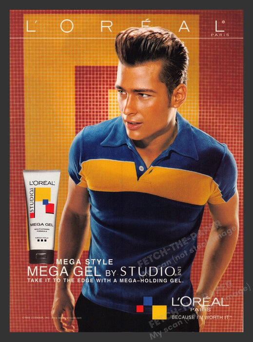 1999 L'Oreal Mega Style James Dean Looking Model Print Advertisement Ad