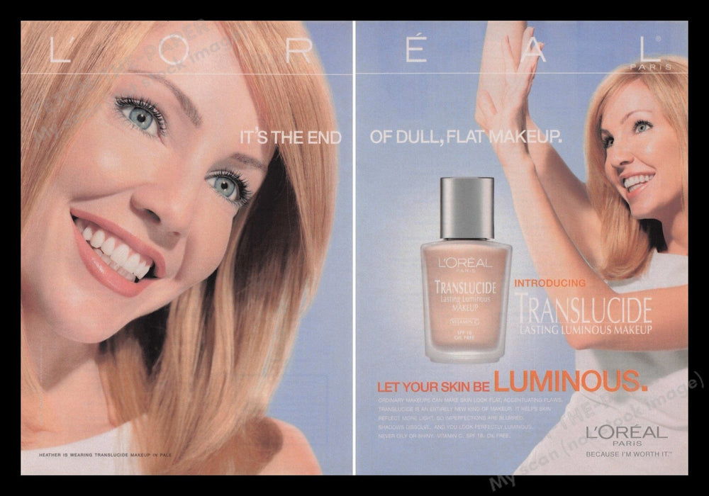 L'Oreal 2000s Print Advertisement (2 pages) 2000 Heather Locklear Cosmetics Fetch the Paper!