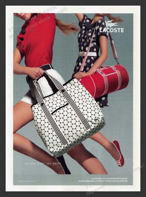 Lacoste Bags Jumping Models 2000s Print Advertisement Ad 2008 Fetch the Paper!