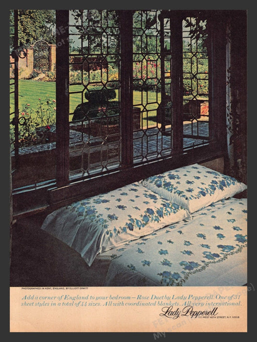 1965 Lady Pepperell Rose Duet Pattern Blue Print Advertisement Ad