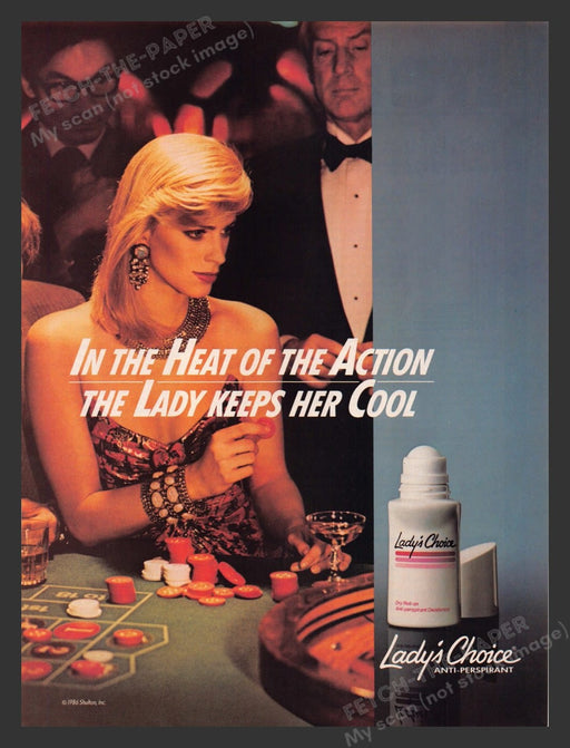 1987 Lady's Choice Anti-Perspirant Lady Roulette Gambling Print Advertisement Ad