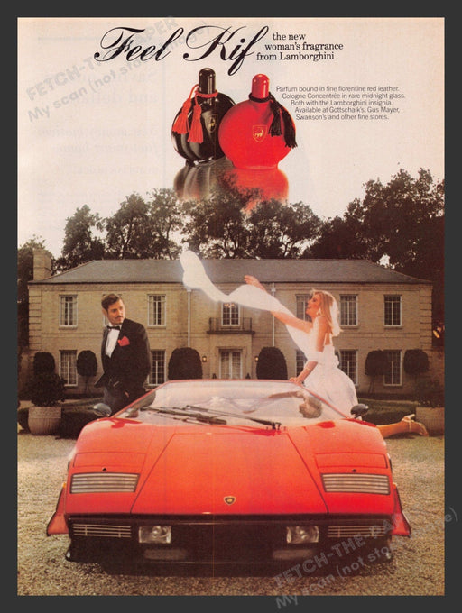 Lamborghini Feel Kif Perfume Parfum 1980s Print Advertisement 1980 Fetch the Paper!