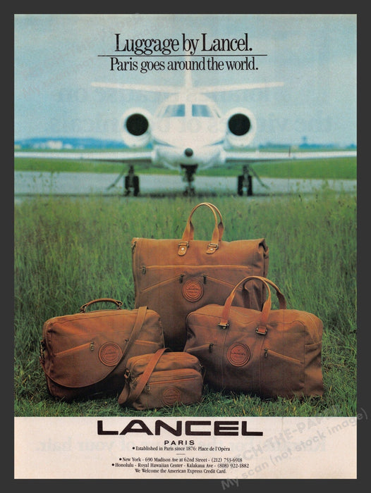 Lancel Paris Luggage Airplane 1980s Print Advertisement 1983 Fetch the Paper!