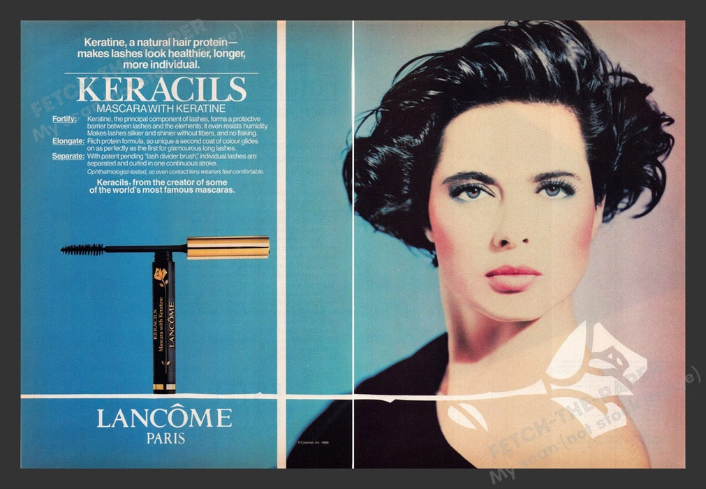 1988 Lancome Paris Keracils Mascara w/ Keratine Print Advertisement Ad (2 pages)