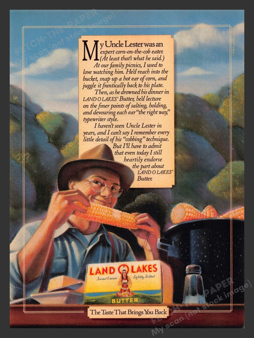 1989 Land O Lakes Butter Uncle Lester Illustration Print Advertisement Ad