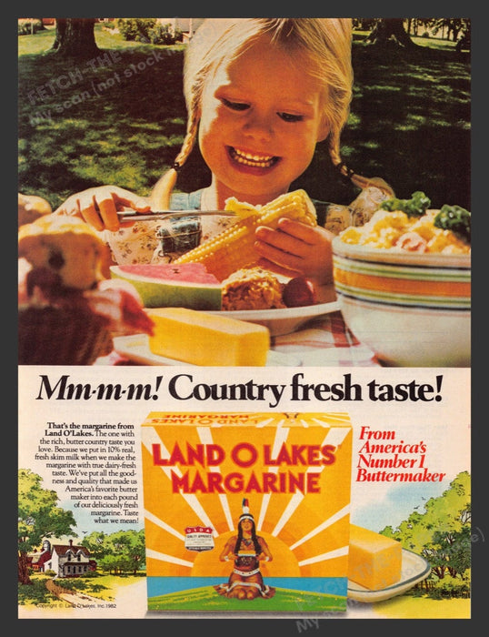1982 Land O Lakes Margarine "Country Fresh Taste" Print Advertisement Ad