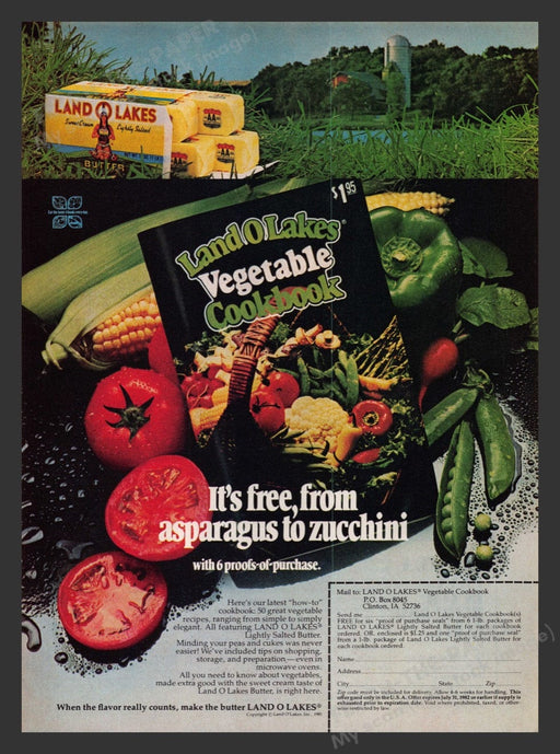 1981 Land O Lakes Vegetable Cookbook Promo Print Advertisement Ad