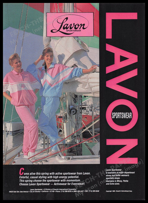 Lavon Sportswear Clothing 1990s Print Advertisement Ad 1990 Women Sailboat Fetch the Paper!