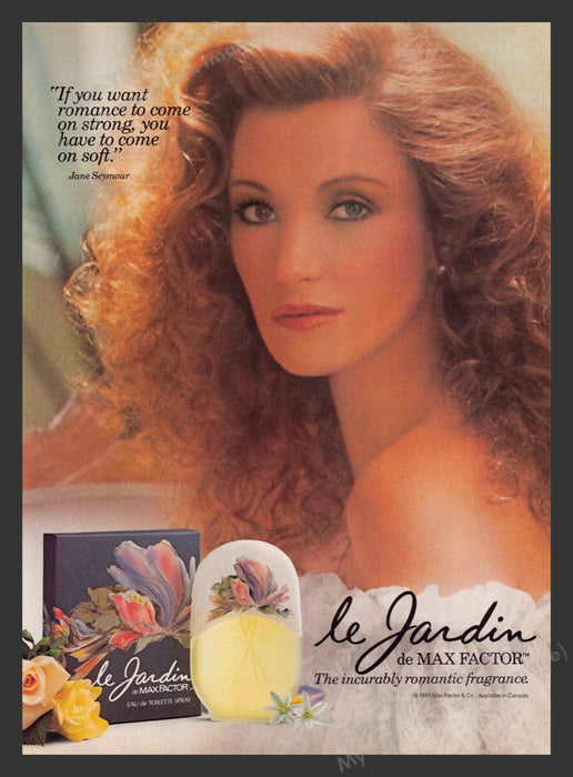 1984 le Jardin by Max Factor Fragrance Jane Seymour Print Advertisement Ad