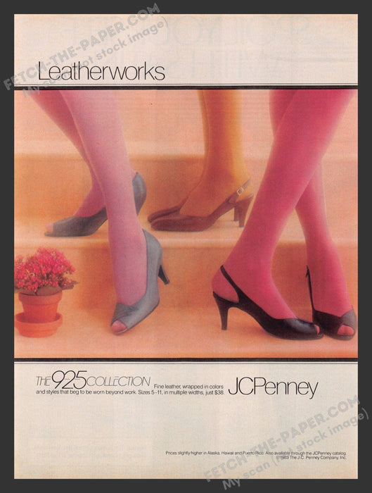 1983 Print Advertisement JCPenney Leatherworks "The 925 Collection" Shoes Ad.