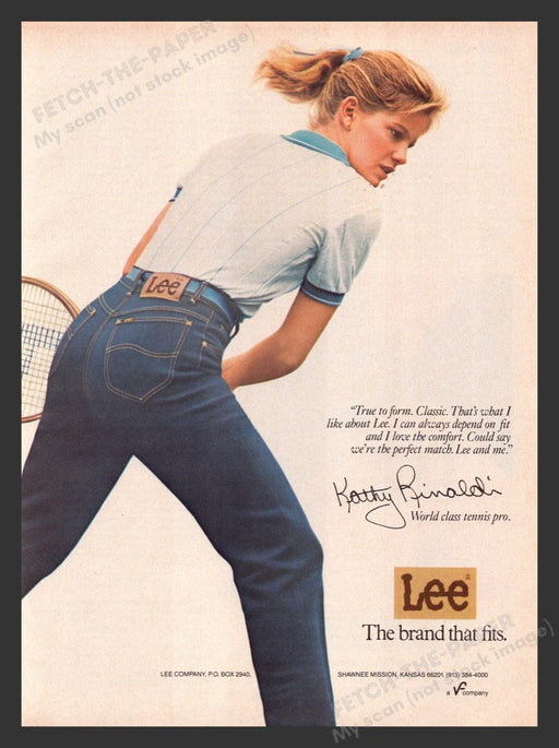 1983 Lee Jeans Kathy Rinaldi Tennis Pro Print Advertisement Ad