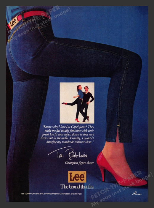 1983 Lee Jeans Tai Babilonia Figure Skater Tight Jeans Print Advertisement Ad