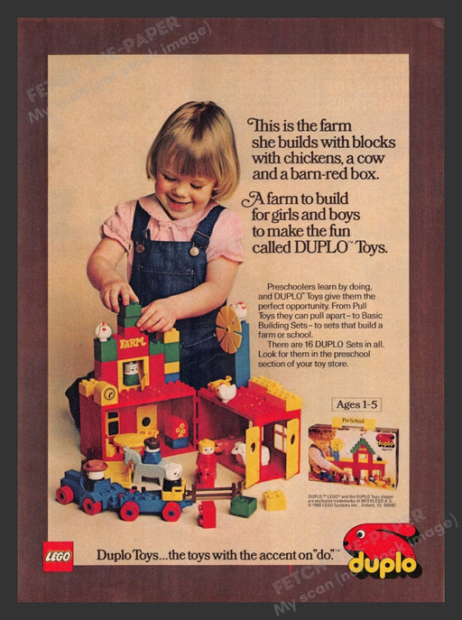 1980 Lego Duplo Pre-school Playsets Print Advertisement Ad