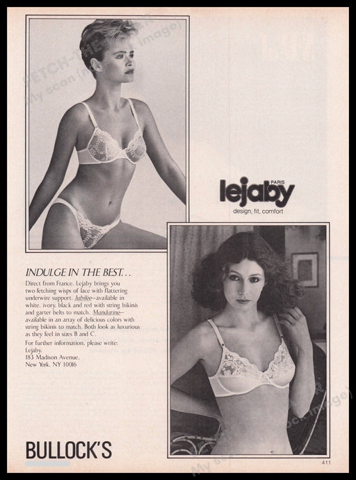 Lejaby Paris Lingerie 1980s Print Advertisement Ad 1983 Bra Panties Sexy Fetch the Paper!