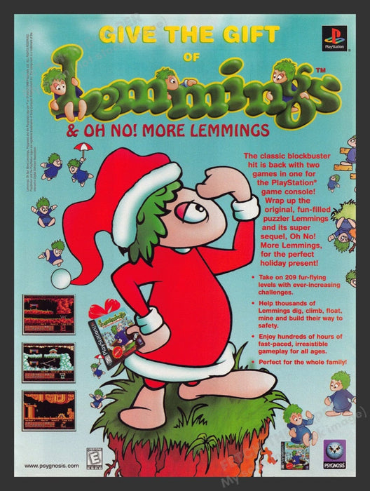 1998 Lemmings "Give the gift" Holiday Video Game Print Advertisement