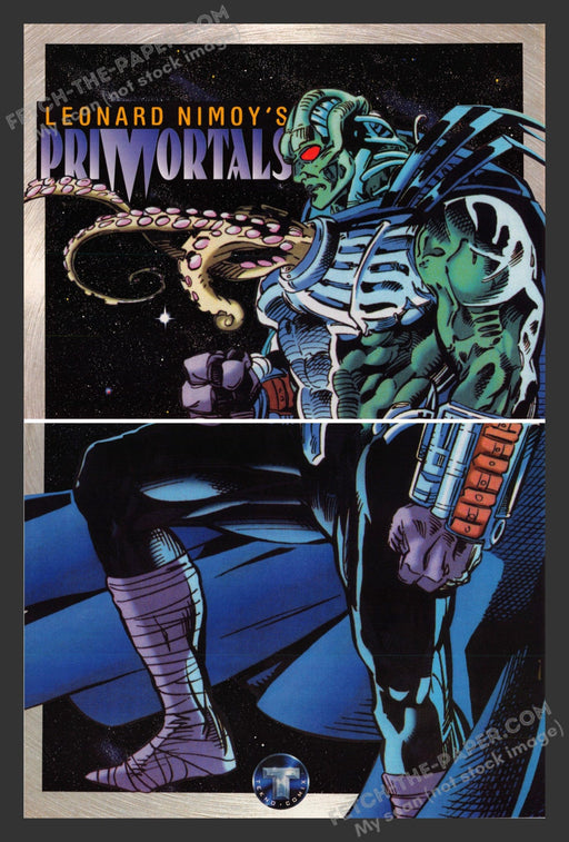 1994 Print Advertisement 2 Page Leonard Nimoy's Primortals Video Game Ad.