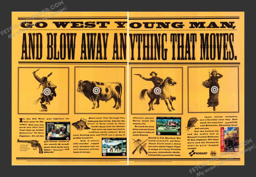 1994 Print Advertisement 2 Page Lethal Enforcers and Gun Fighters Video Game Ad.