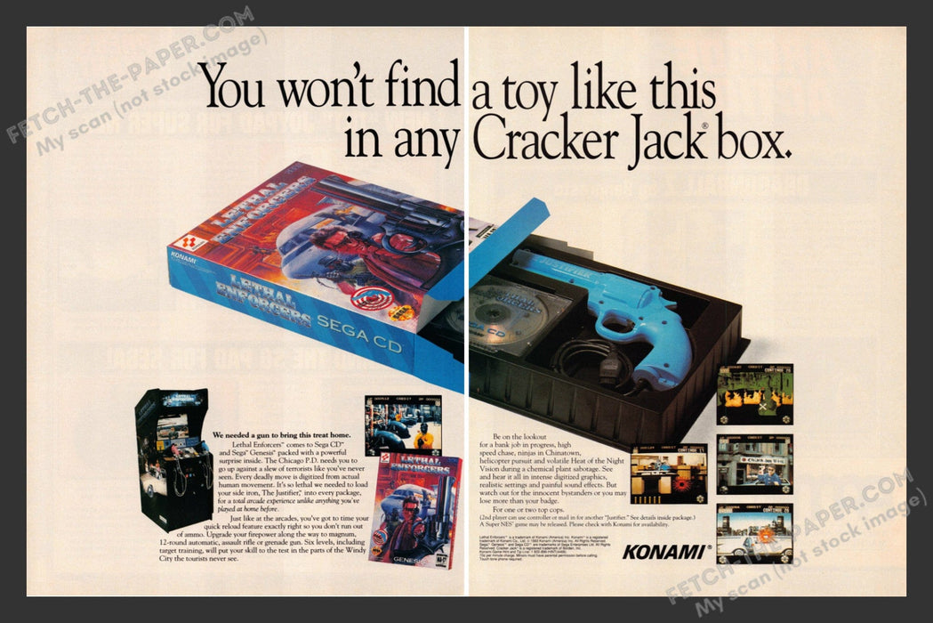 1994 Print Advertisement 2 Page Lethal Enforcers Video Game Ad.