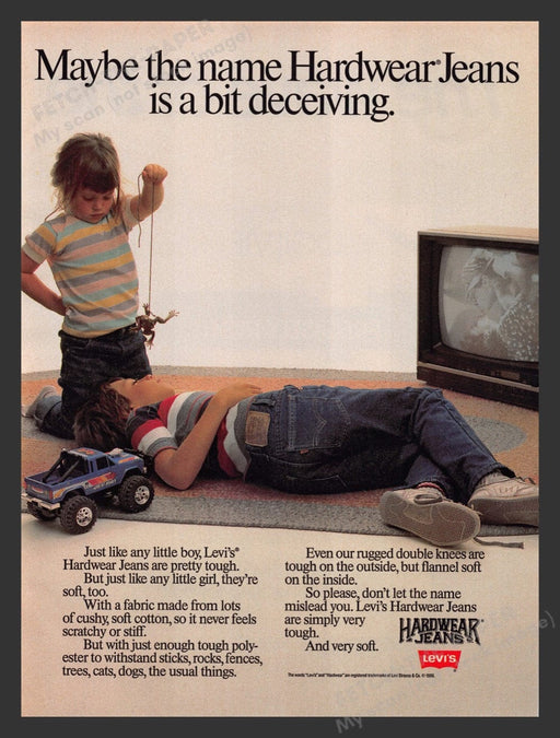 1986 Levi's Hardwear Jeans for Boys & Girls Print Advertisement Ad