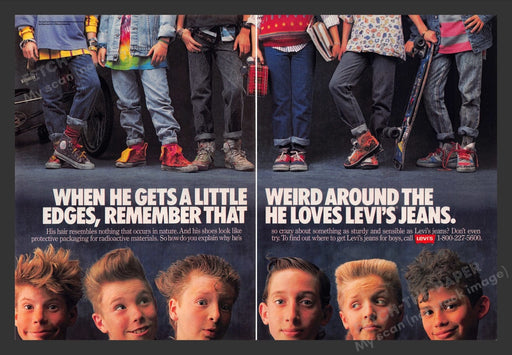 1988 Levi's Young Boys' Jeans Clothing Print Advertisement (2 Pages)