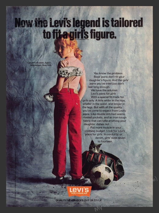 1980 Levi's Youthwear Sporty Young Girl's Clothing Print Advertisement Ad