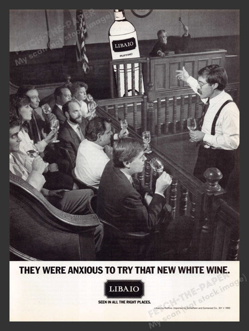 1990 Libaio Ruffino White WIne on Trial in Court Print Advertisement Ad